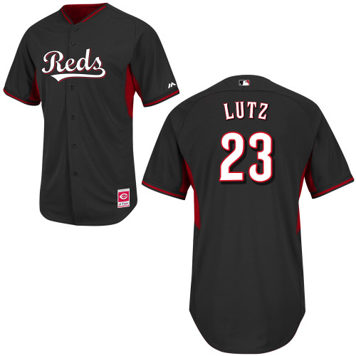 Donald Lutz #23 mlb Jersey-Cincinnati Reds Women's Authentic 2014 Cool Base BP Black Baseball Jersey